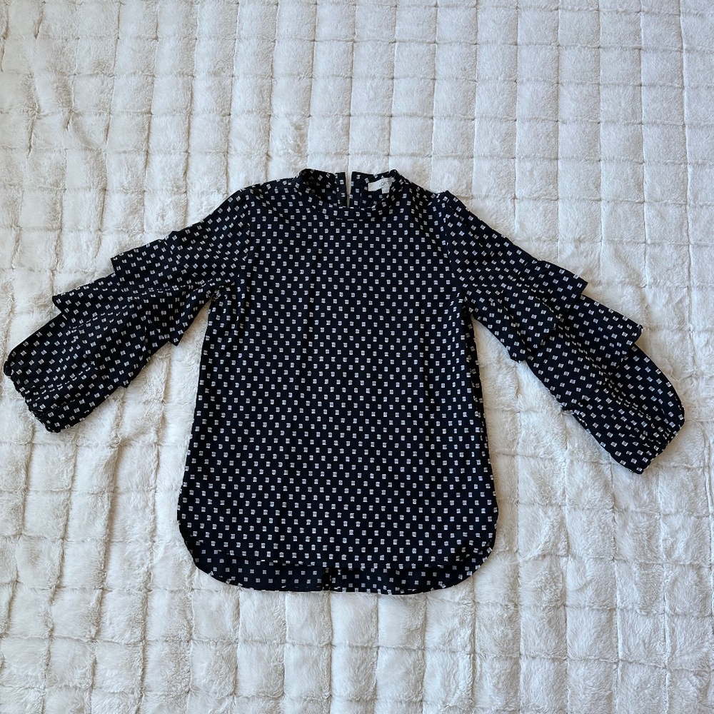 LOFT - Button Back Blouse with Ruffled Sleeves